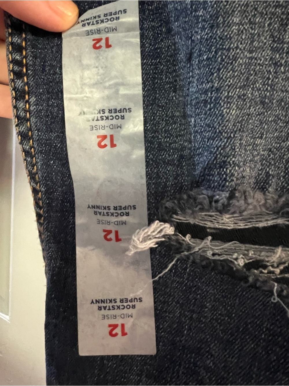 Old Navy Dark Distressed Rockstar Super Skinny Jeans - Picture 4 of 9